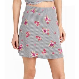 NEW FLYNN SKYE STRIPED FLORAL PRINT MINI SKIRT